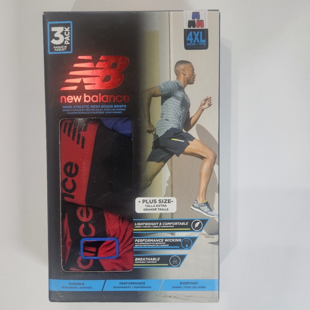 New Balance Mens Underwear 3 Pack 4XL Athletic Mes‎ Boxer Briefs Perfomance Wear